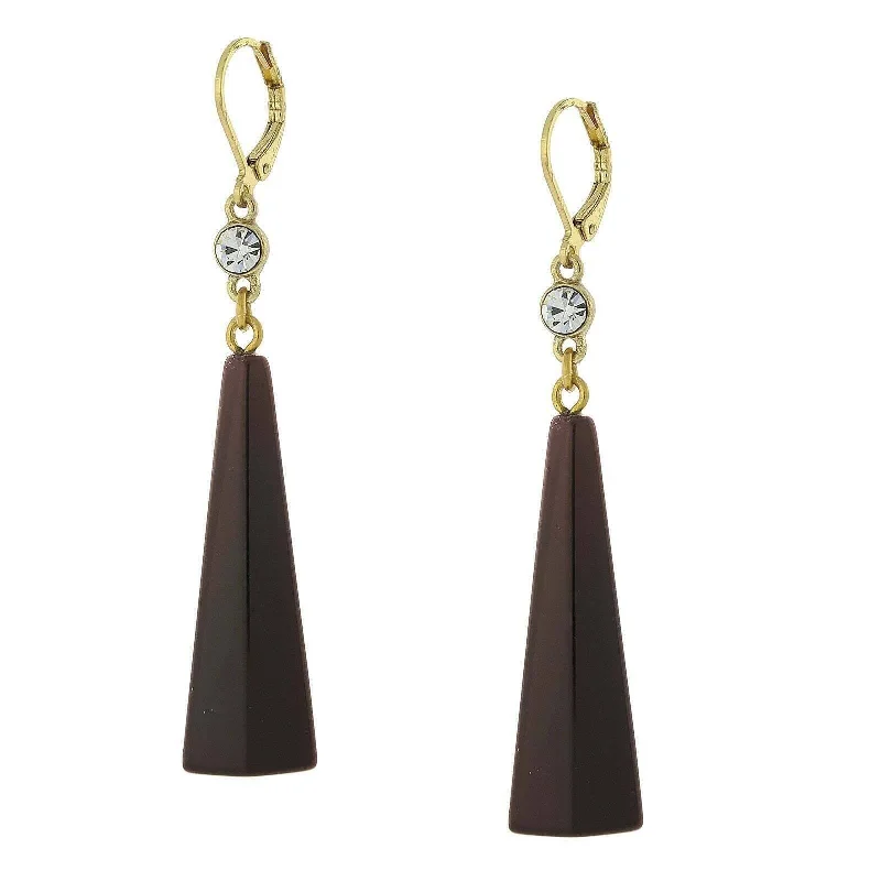 1928 Jewelry Dark Tortoise Brown Drop Earrings