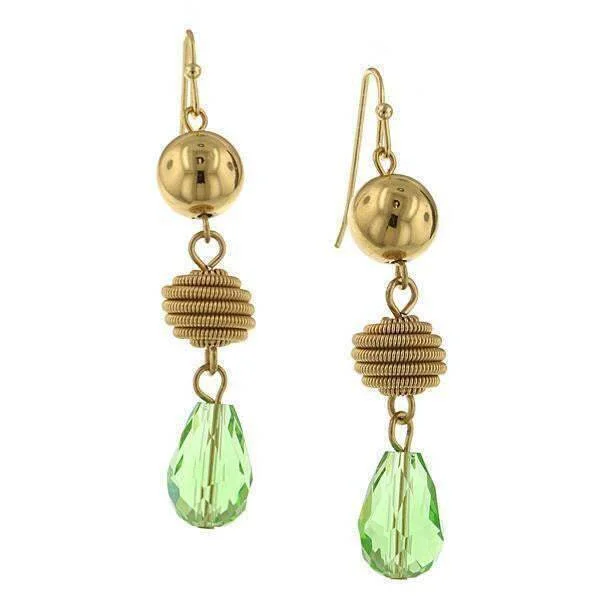 2028 Jewelry Green Beaded Drop Earrings