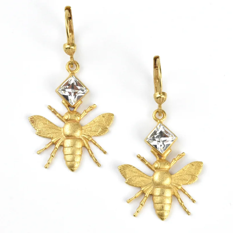 Golden Bee Gem Earrings