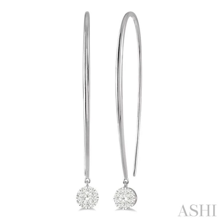 1/3 ctw Round Dangler Lovebright Diamond Earring in 14K White Gold