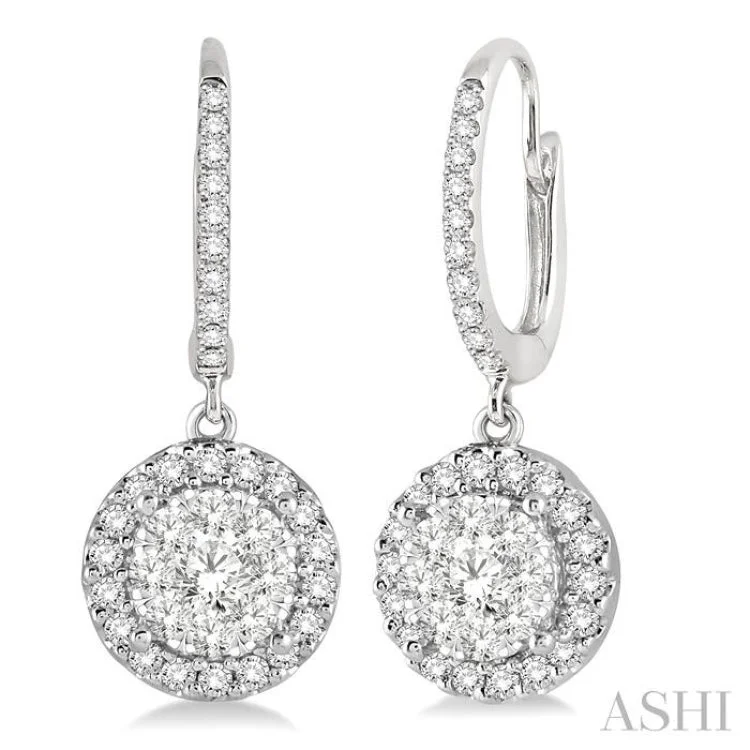 3/8 Ctw Round Cut Diamond Lovebright Earrings in 14K White Gold