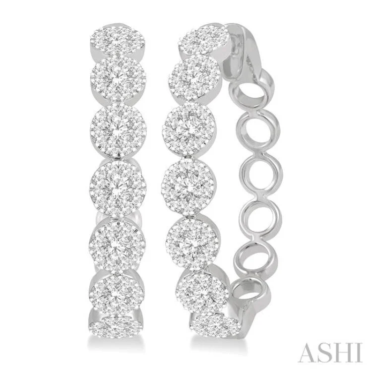 2 ctw Lovebright Round Cut Diamond Hoop Earrings in 14K White Gold