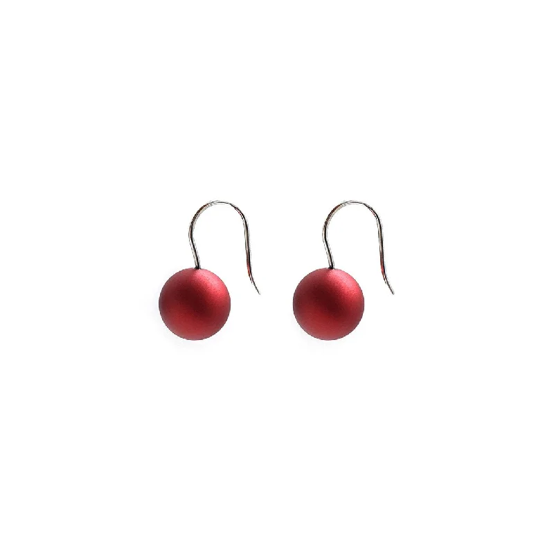 Medium Red Ball Earrings