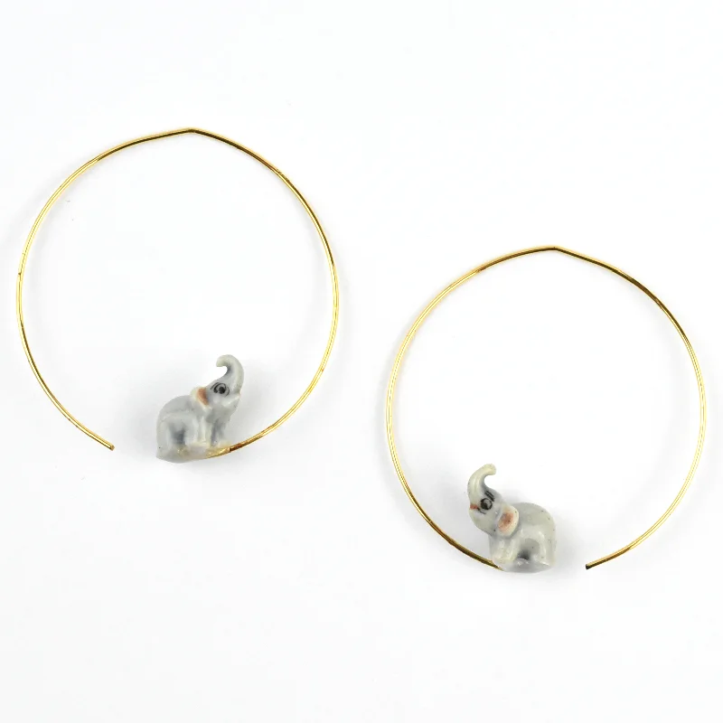 Mini Grey Elephant Hoops