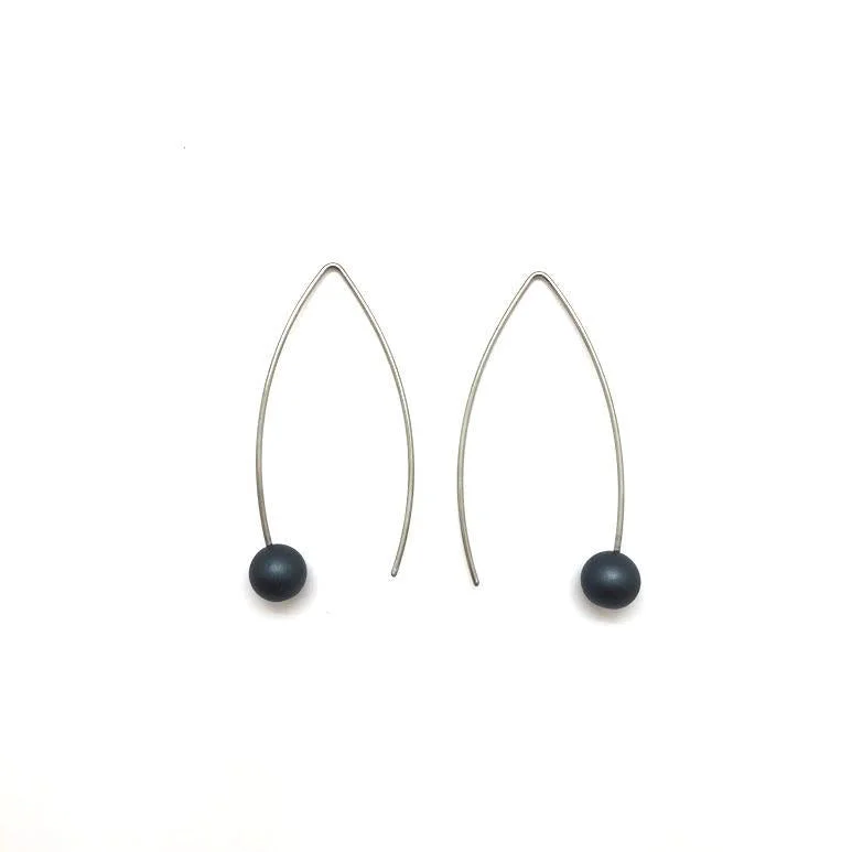 Navy Blue Sphere Earrings - Small