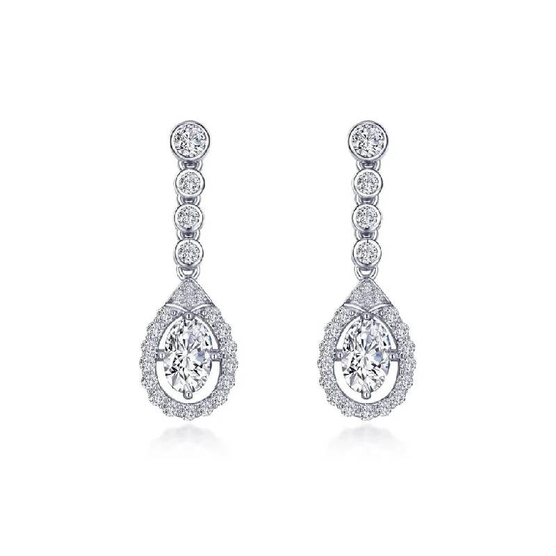 Oval Halo Drop Earrings