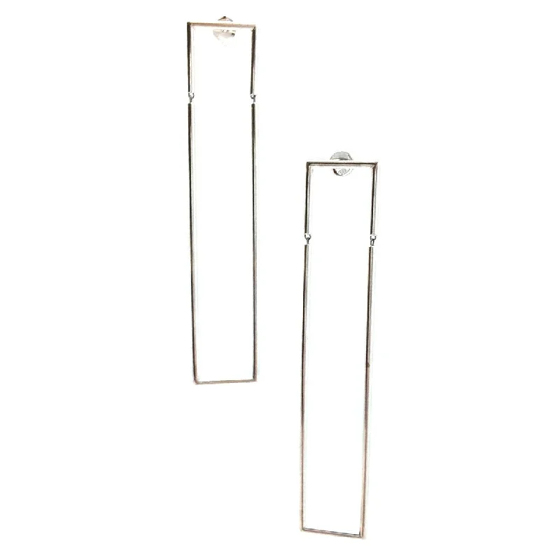 Rectangle Hinge Earrings - Silver