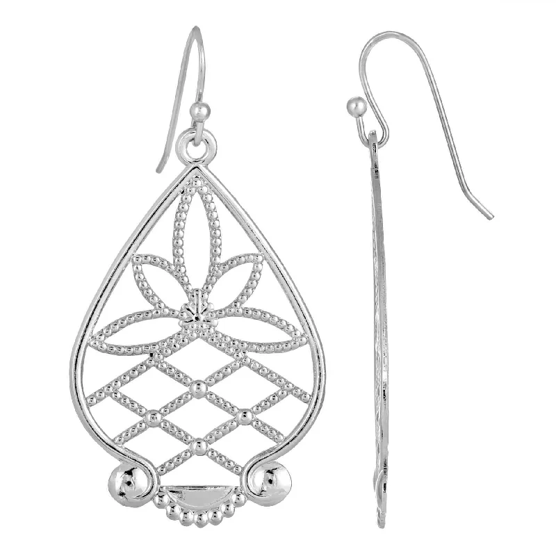 1928 Jewelry Teardrop Filigree Drop Earrings