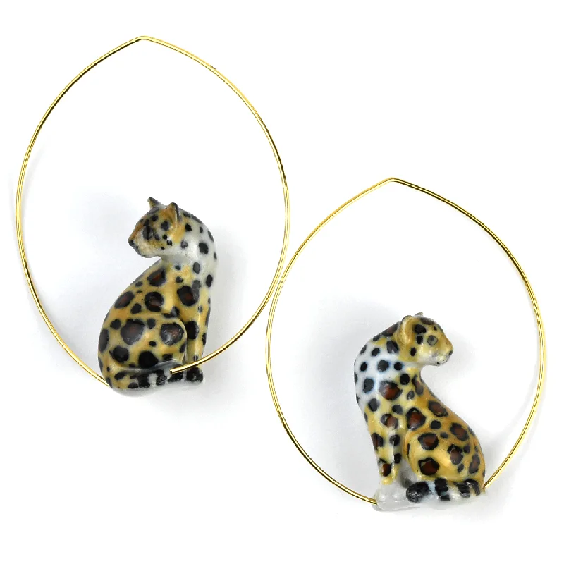 Sitting Leopard Hoop Earrings