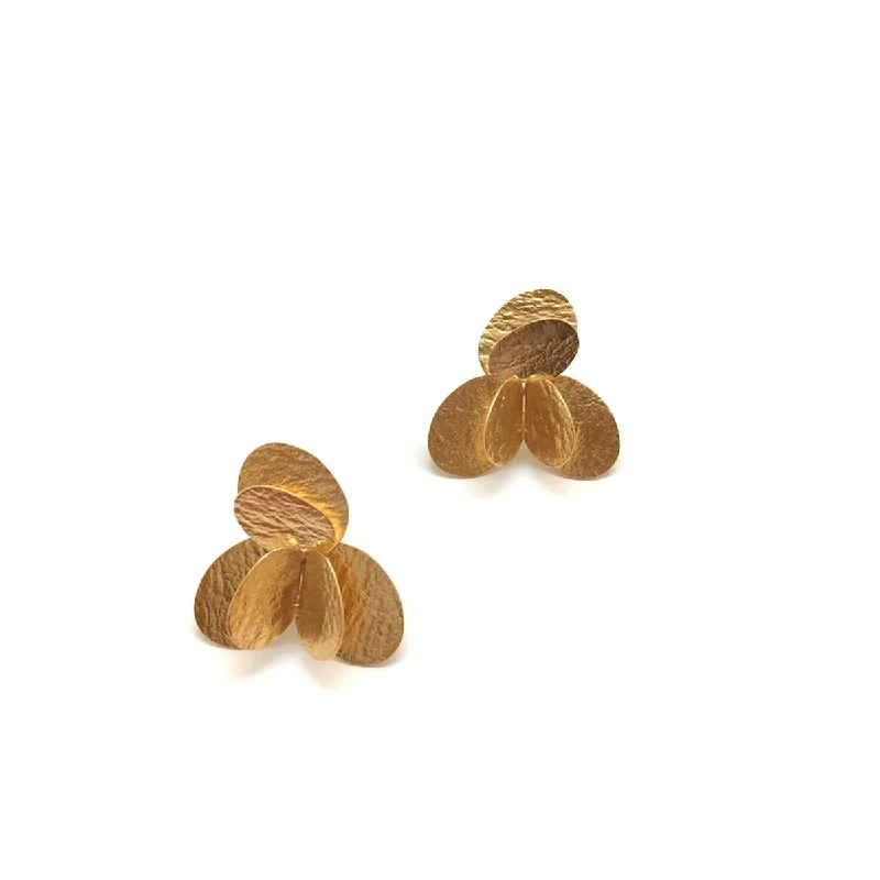 Small 3D Petal Earrings - Gold