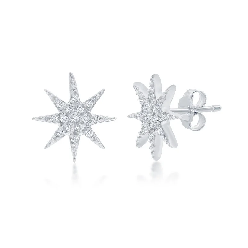 SS 0.07ctw I/SI2 Diamond Star Stud Earrings