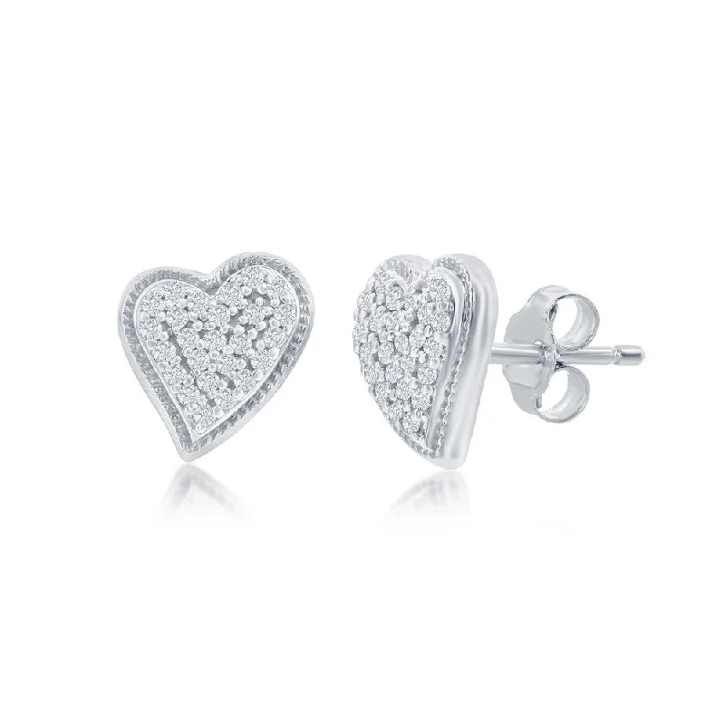 SS 0.09ctw I/SI2 Heart Diamond Stud Earrings