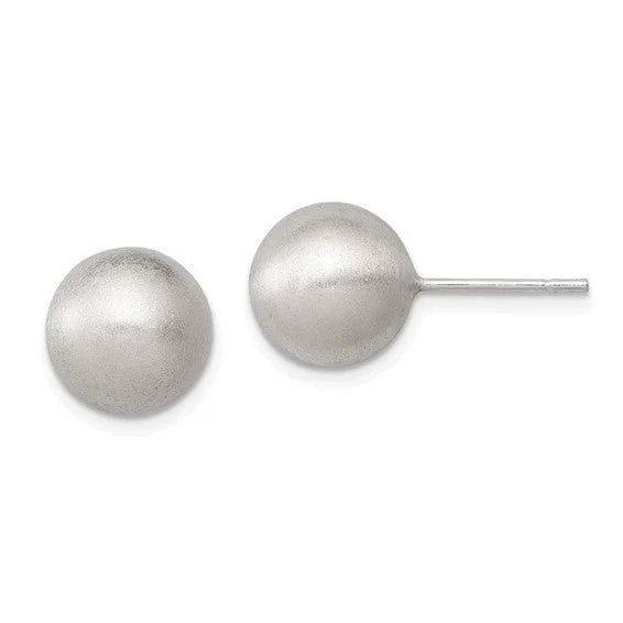 SS 10mm Brushed Finish Ball Stud Earrings