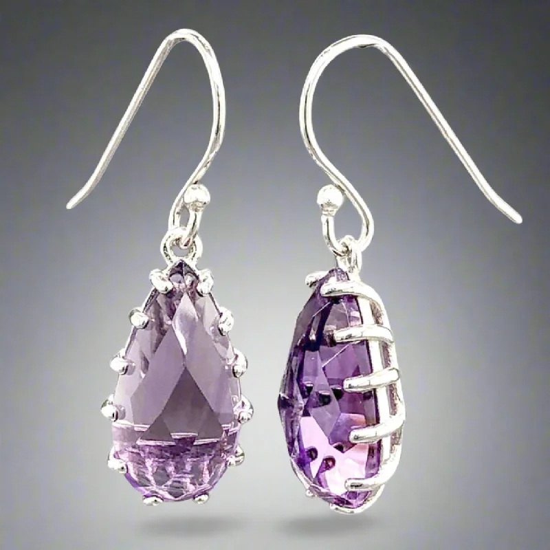 SS 3.70cttw Amethyst Pear Drop Earrings