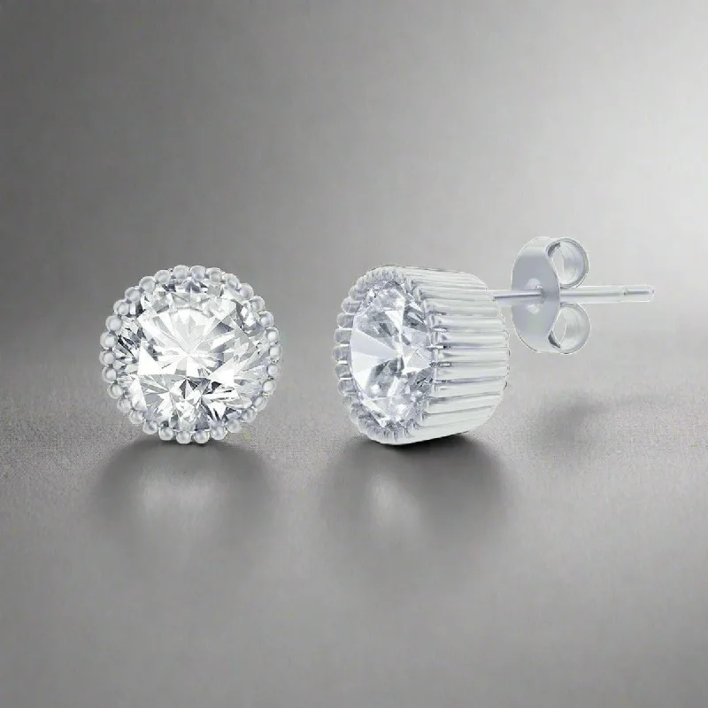 SS 9mm CZ Stud Earrings