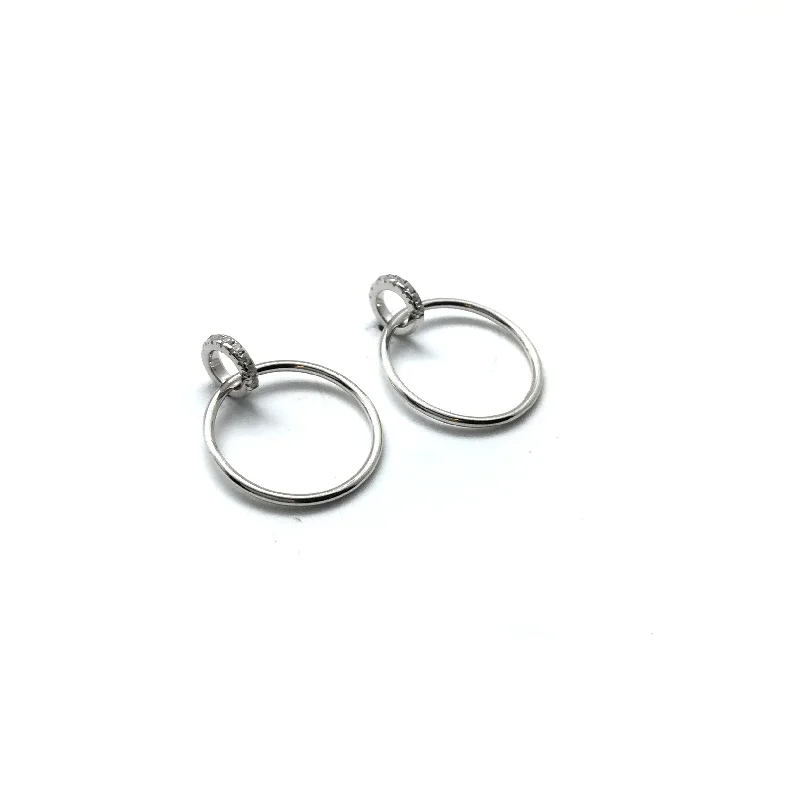 Tiny Diamond Dangle Hoops - Silver