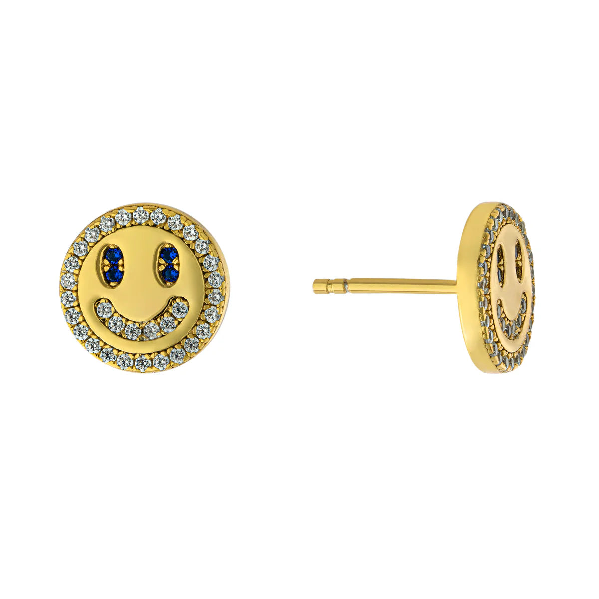 YGP SS CZ Happy Face Stud Earrings