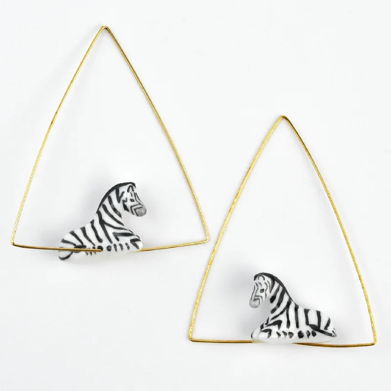 Zebra Triangle Hoop Earrings