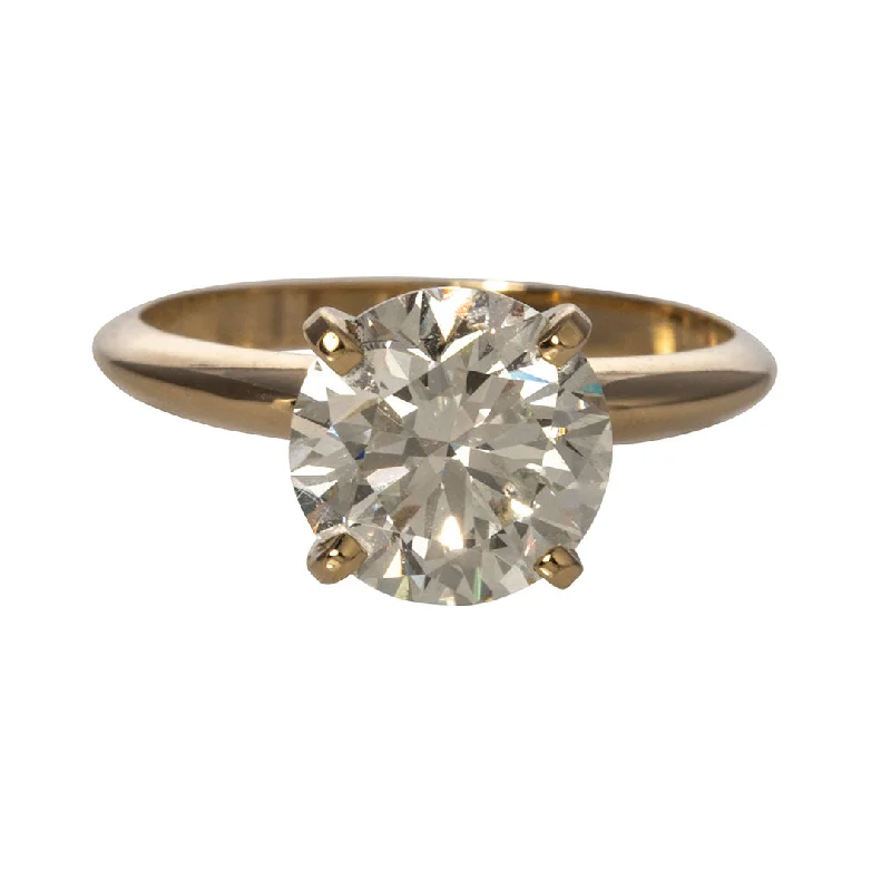 2.5ct I SI1 Round Diamond Solitaire 14K Yellow Gold Engagement Ring