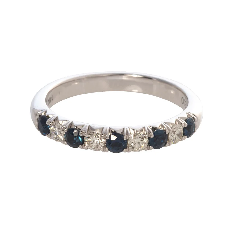 .40ct Sapphire & .25ct Diamond Halfway 14K White Gold Band