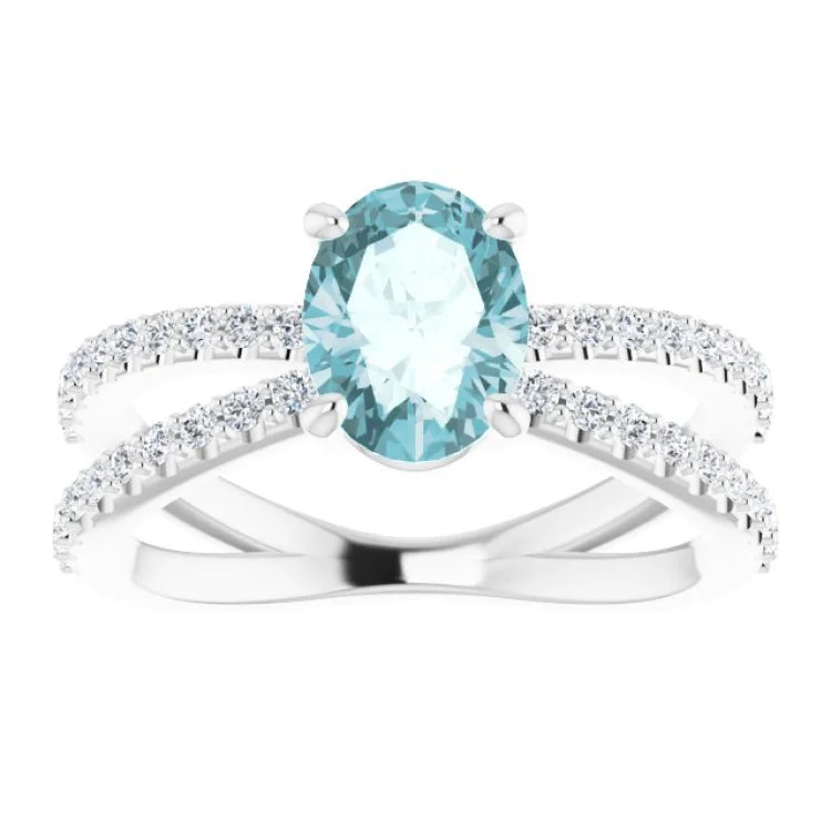 14K White Natural Sky Blue Topaz & 1/3 CTW Natural Diamond Ring