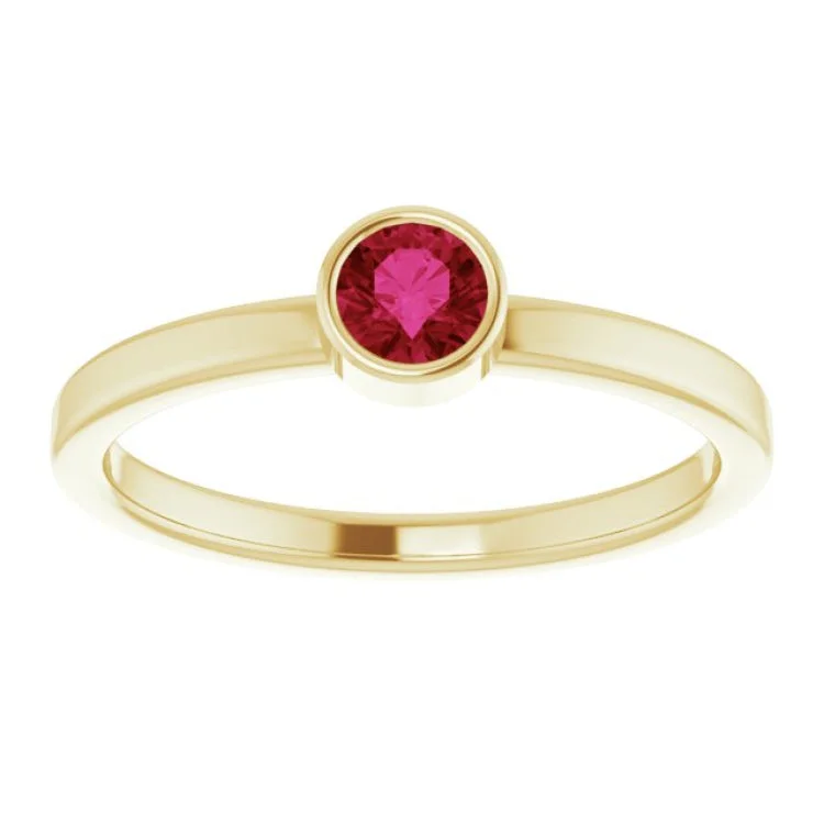 14K Yellow 4 mm Lab-Grown Ruby Ring