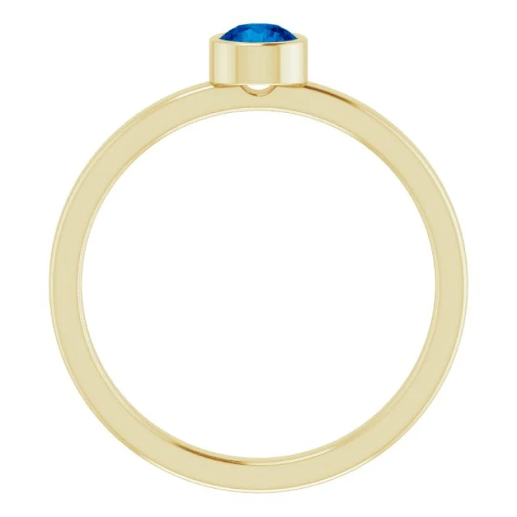 14K Yellow 4 mm Lab-Grown Blue Sapphire Ring