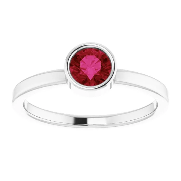 Platinum 5 mm Lab-Grown Ruby Ring