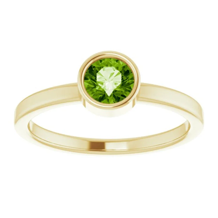 14K Yellow 5 mm Natural Peridot Ring