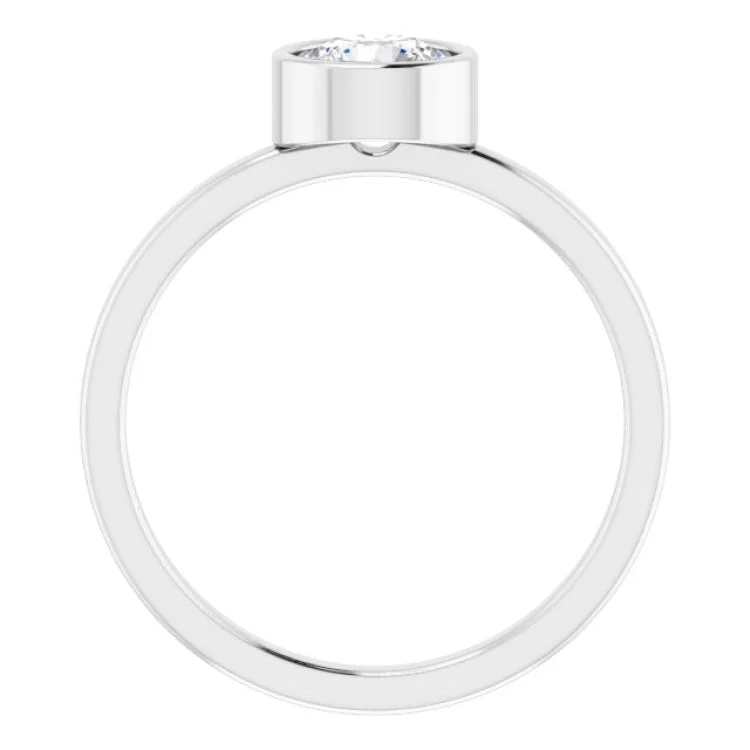 14K White 6 mm Natural White Sapphire Ring