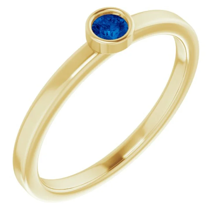 14K Yellow 3 mm Natural Blue Sapphire Ring