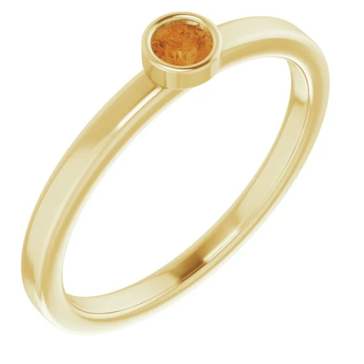 14K Yellow 3 mm Natural Citrine Ring