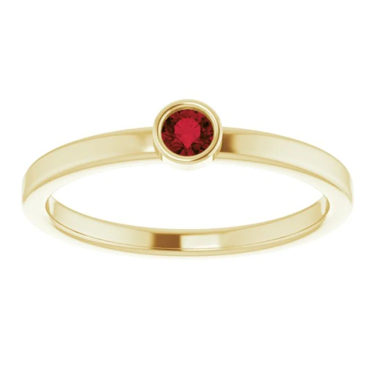 14K Yellow 3 mm Natural Mozambique Garnet Ring