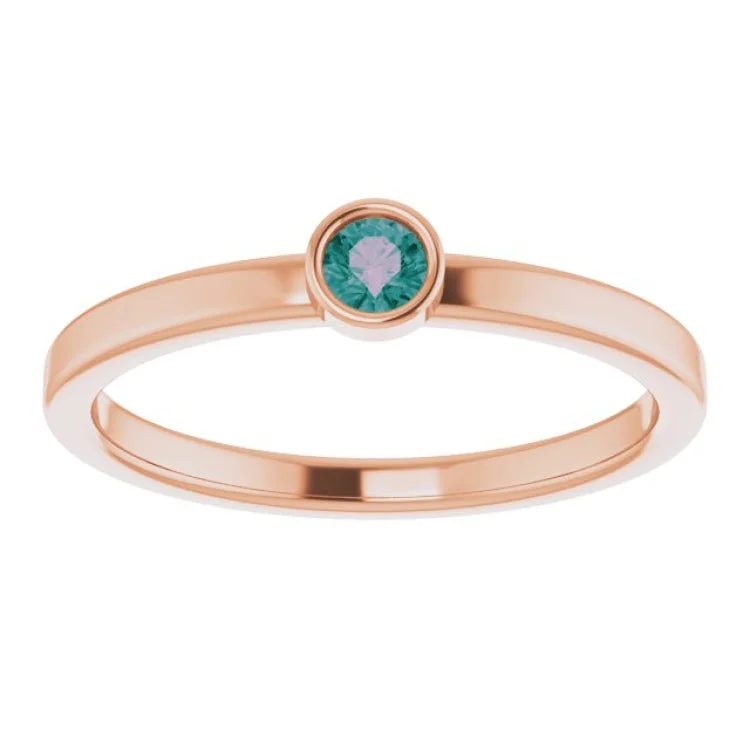 14K Rose 3 mm Lab-Grown Alexandrite Ring