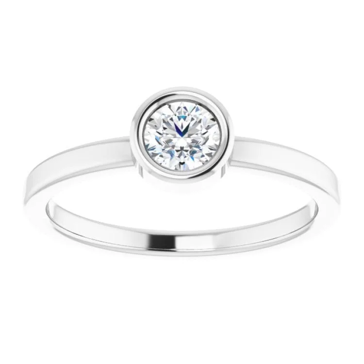 14K White 4.5 mm Natural Diamond Ring