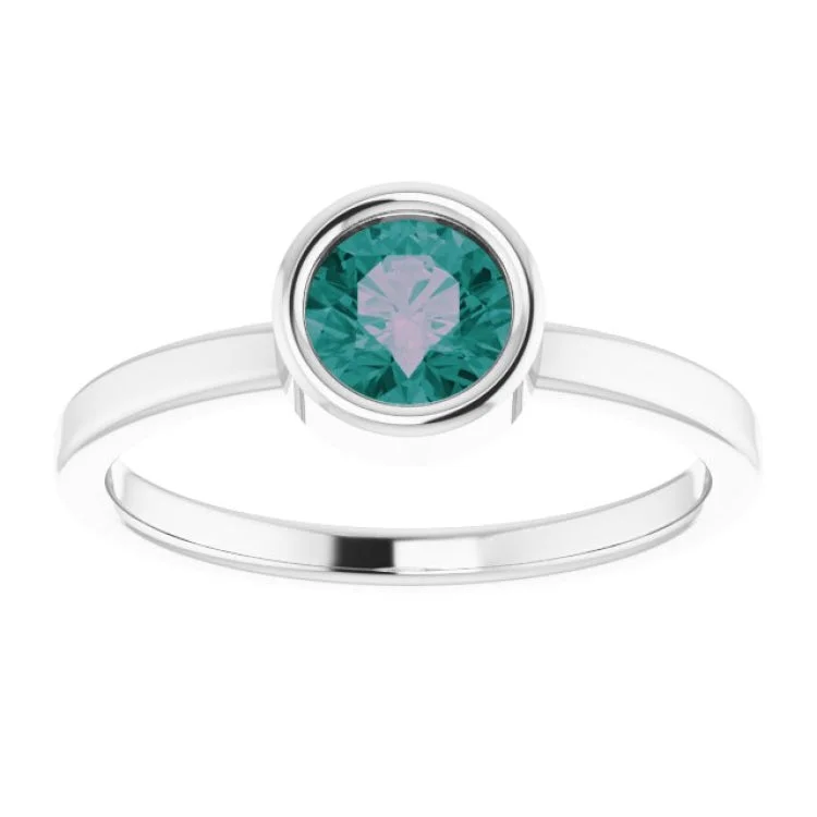 Platinum 5.5 mm Lab-Grown Alexandrite Ring