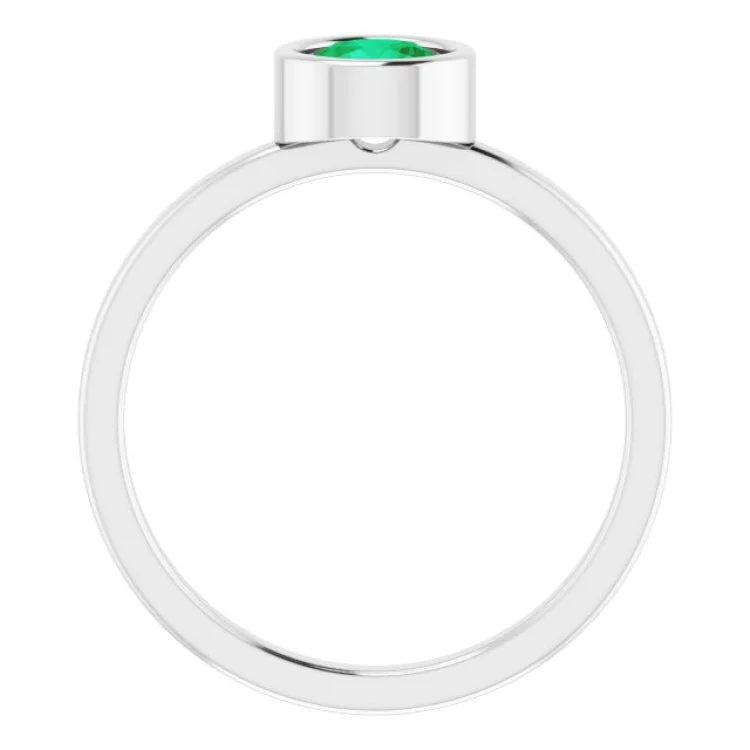 Platinum 5.5 mm Lab-Grown Emerald Ring