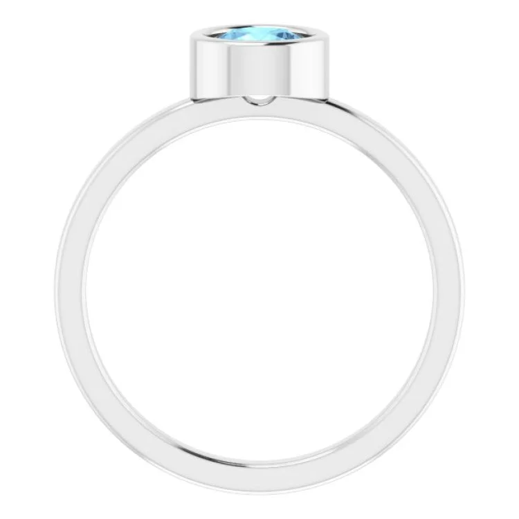 Platinum 5.5 mm Natural Aquamarine Ring