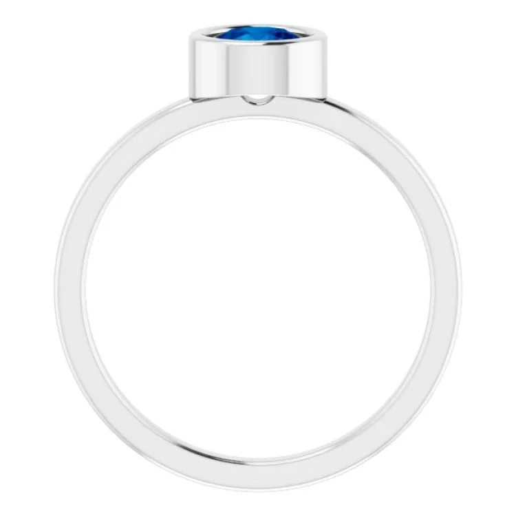 Platinum 5.5 mm Natural Blue Sapphire Ring