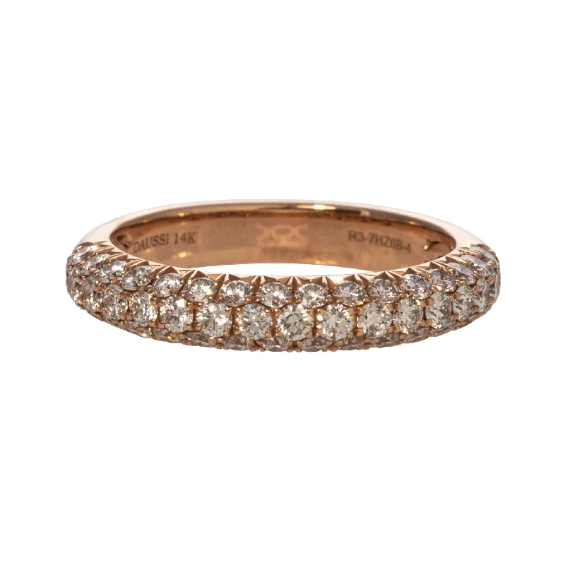 Diamond Triple Row Pavé 14K Rose Gold Band