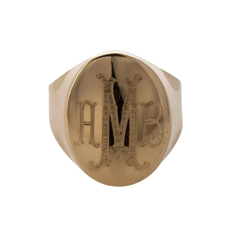 Personalized 14K Gold Oval Signet Ring