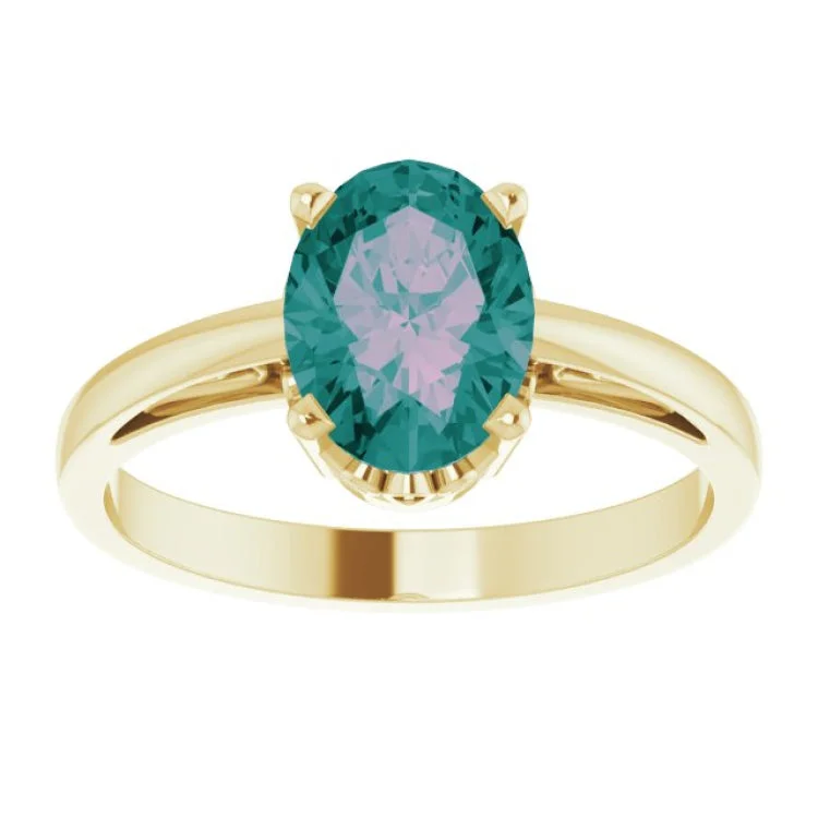 14K Yellow Lab-Grown Alexandrite Solitaire Ring