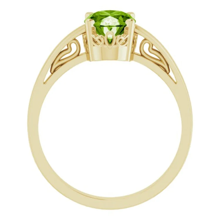 14K Yellow Natural Peridot Solitaire Ring