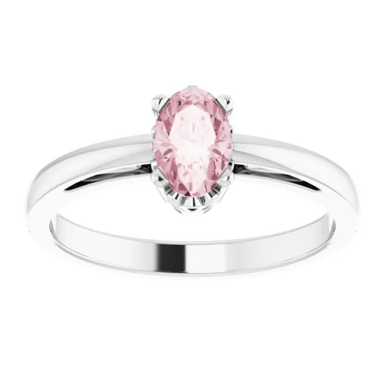 14K White Natural Morganite Solitaire Ring