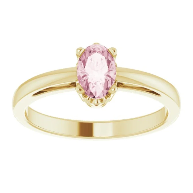 14K Yellow Natural Morganite Solitaire Ring