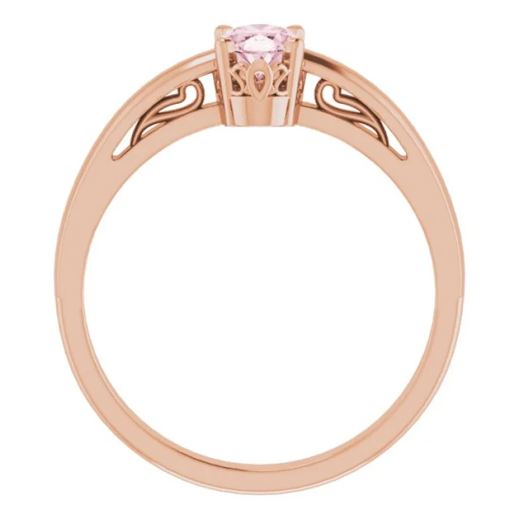 14K Rose Natural Morganite Solitaire Ring