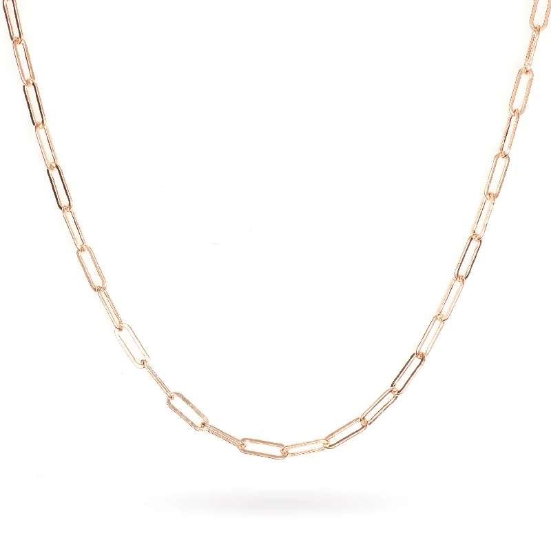 14k Rose Gold 18-Inch Paperclip Necklace