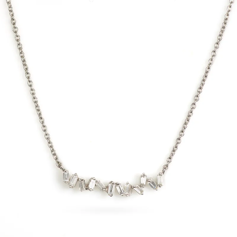 Custom-Made 14k White Gold Heart Rhythm Diamond Necklace