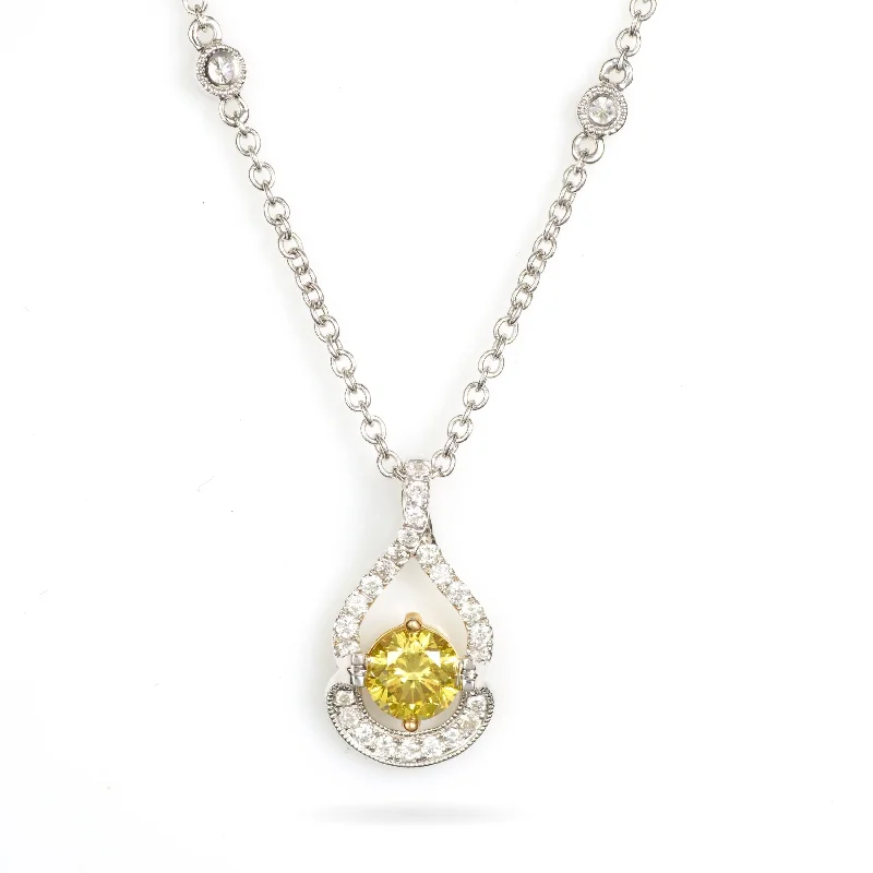 18k 2-Tone Gold Yellow Diamond Necklace