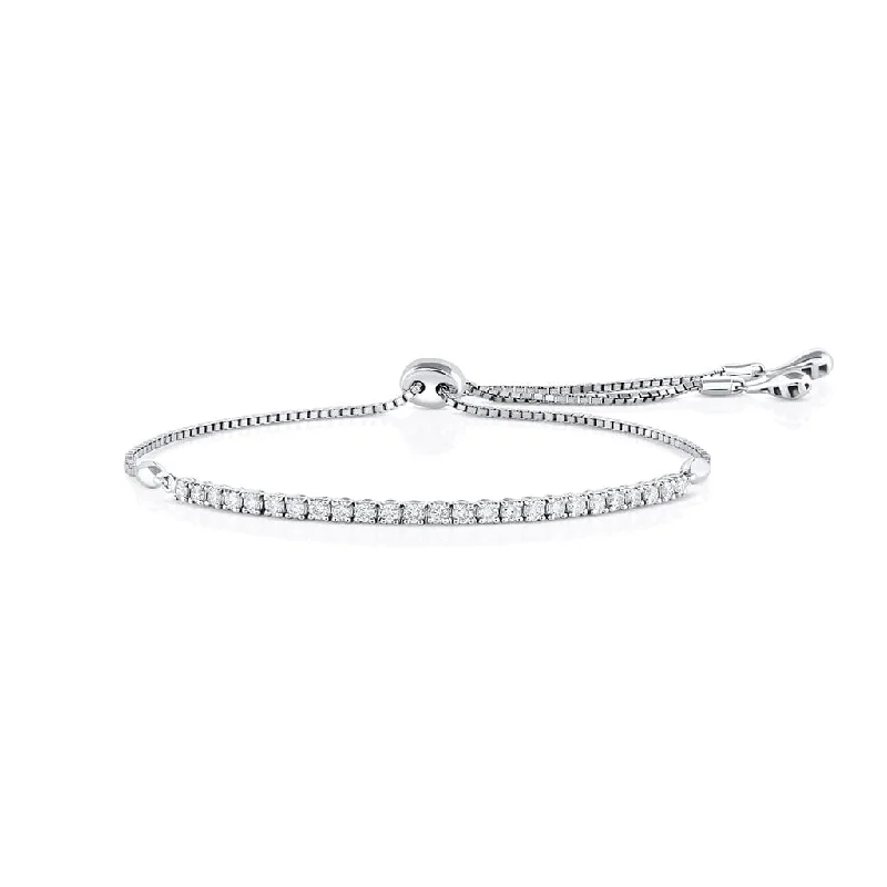 18k White Gold 0.45ctw Diamond Lariat Tennis Bracelet